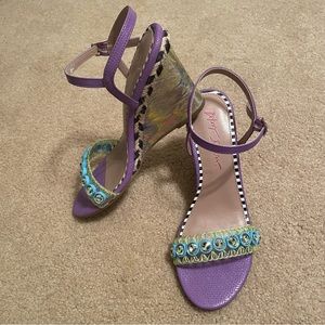 EUC Betsy Johnson Mixed Media Kodi Espadrille Wedges